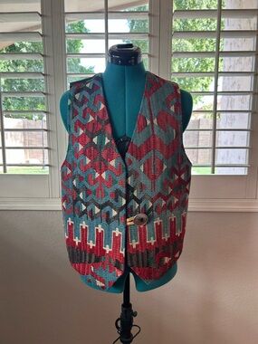 Vintage Matt Camron Wool Southwestern Vest Made USA Concho Button Women’s M